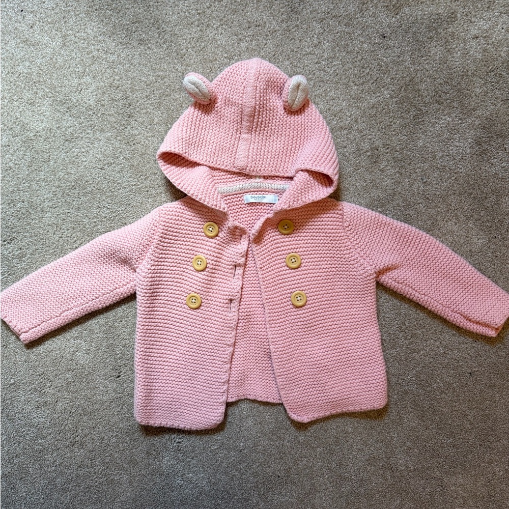 Baby Boden Pink Hooded Knit Sweater with Ears
